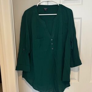Torrid Forest Green V-Neck Blouse